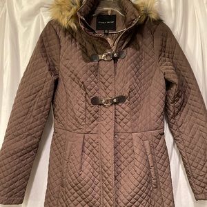 Quilted, fur lined hood (detachable) winter jacket